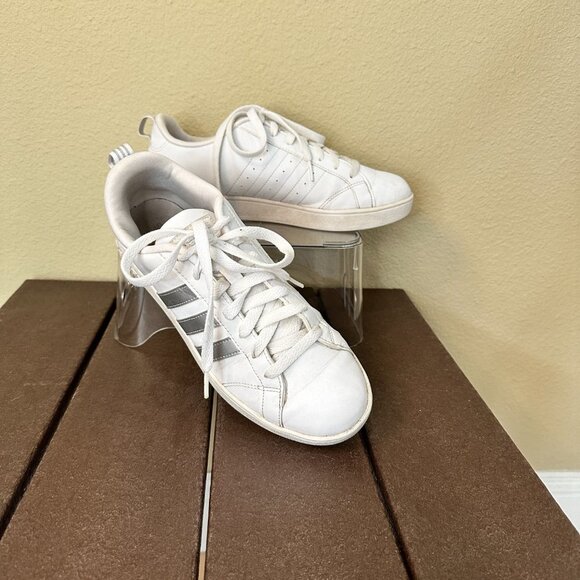 ADIDAS VS ADVANTAGE Sneakers Court Shoes Silver Stripe - 8.5 - Picture 2 of 9